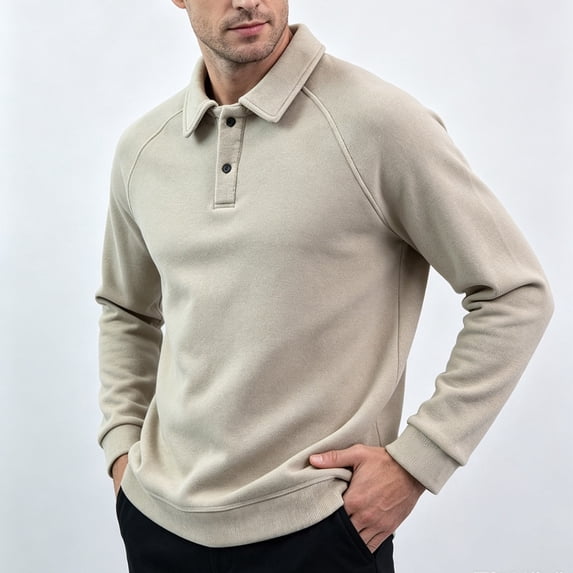 JTSRKL Mens Stand Collar Golf Shirts Ribbed Patchwork Quarter Button Casual Fleece Tops Long Sleeve Loose Breathable Soft Outerwear