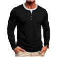 thumbnail image 1 of JTSRKL Mens Stylish Fake Two Piece Tops Crew Neck Button Placket Business Casual Long Sleeve Pullover Breathable Soft Textured Shirts, 1 of 9