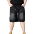 thumbnail image 1 of JTSRKL Mens Washed Denim Baggy Shorts Elastic Waist Drawstring Pockets Loose Straight Vintage Jeans Plus Size Casual Relaxed Fit Trousers, 1 of 9