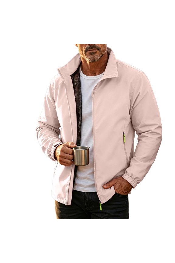 Mens Waterproof Softshell Jackets Zip Up Stand Collar Side Pockets Fleece Lined Coats Windbreaker Rain Casual Hiking Outerwear