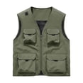 thumbnail image 1 of JTSRKL Multi-Pockets Utility Vest for Men Solid Sleeveless V-Neck Zip Front Casual Tops Hiking Fishing Outerwear Functional Versatile Shirts, 1 of 9