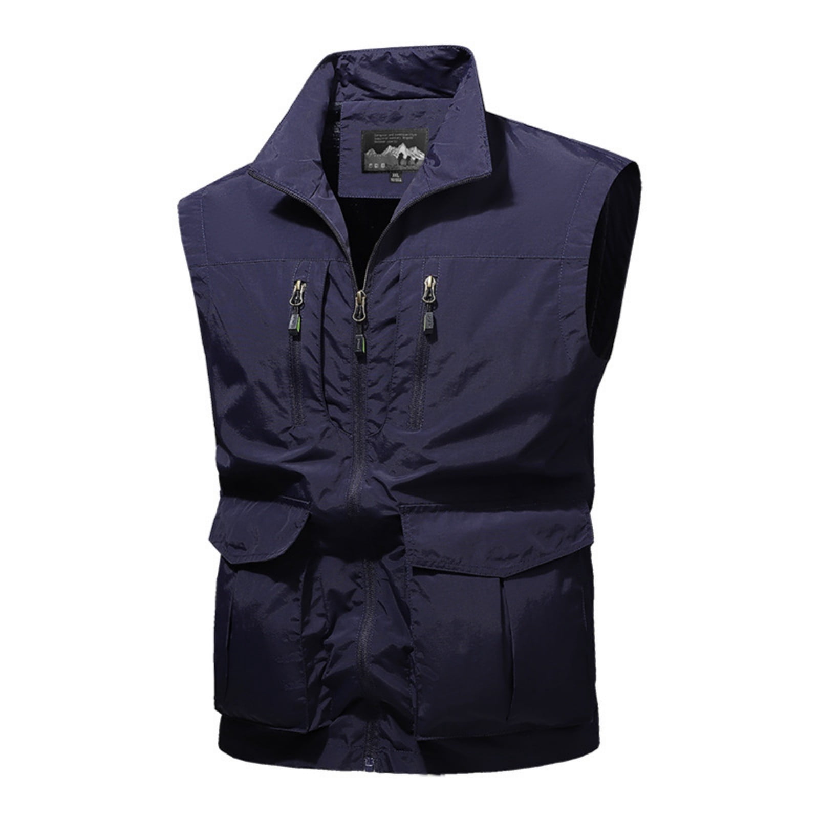 JTSRKL Outdoor Multi-Pocket Vest for Men Utility Functional Zip Stand ...