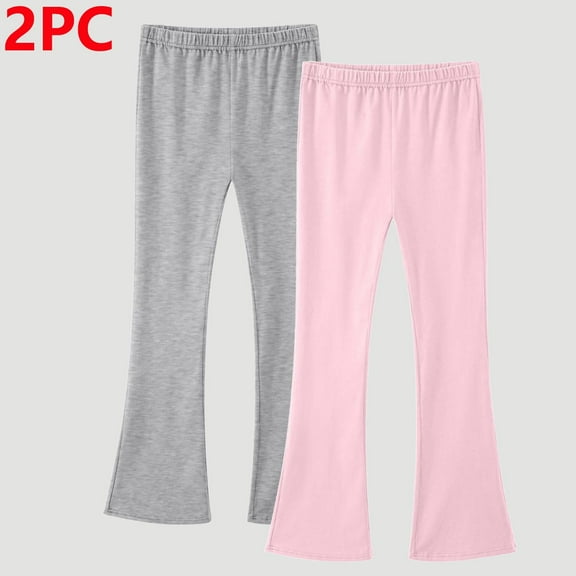JTSRKL Pack of 2Pcs Girls Flare Leggings Kids High Waist Bell Bottom Pants Cute Teen Girls Stretchy Cotton Sweatpants for Casual & Athletic Mulitcolor#28 3-4 Years