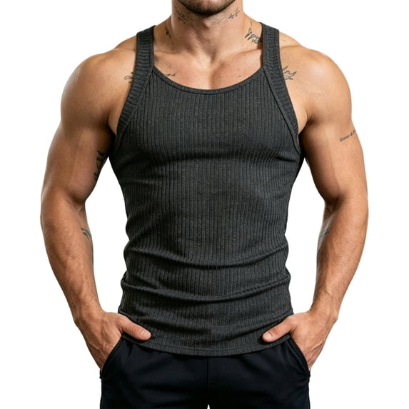 JTSRKL Ribbed Tank Tops for Men Slim Fit Sleeveless Textured Lightweight Breathable Shirts Stretchy Summer Training Beach Soft Fit Wear Tees