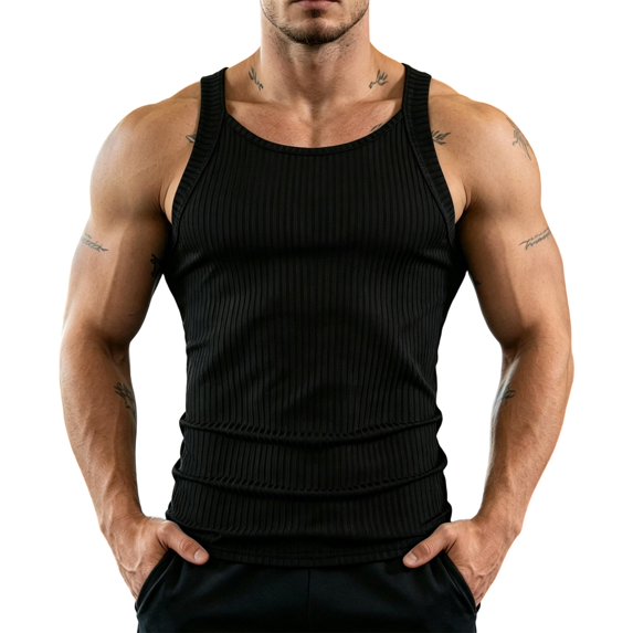 JTSRKL Ribbed Tank Tops for Men Slim Fit Sleeveless Textured Lightweight Breathable Shirts Stretchy Summer Training Beach Soft Fit Wear Tees