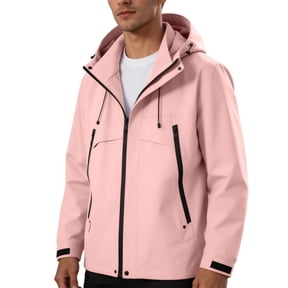 JTSRKL Ski Rainproof Jackets for Men No Lined Soft Shell Hooded Winter Fall Outies Lightweight Outdoor Hiking Daily Camping Fishing Tops Pink S