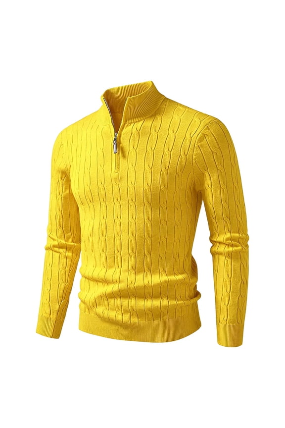 Slim Quarter Zip Sweaters for Men Long Sleeve Ribbed Hem Casual Business Golf Tops Soft Light Stretchy Knit Daily Comfort Warm Sweaters