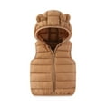 thumbnail image 1 of JTSRKL Toddler Baby Boys Girls Hoodies Puffer Vest Winter Lightweight Sleeveless Zipper Up Jacket with Cute Bear Ears Hooded Khaki 4-5 Years, 1 of 4