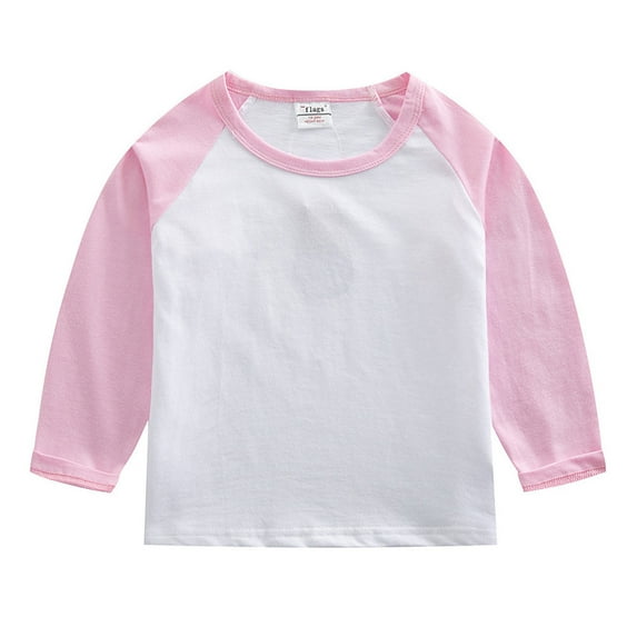 JTSRKL Toddler Baby Girls Boys Fall Long Sleeve Raglan Shirt Baseball Tee Cute Cotton T-Shirt Kids Casual Athletic Tee Shirts Tops Pink 6-7 Years