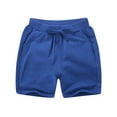 thumbnail image 1 of JTSRKL Toddler Boys Girls Cotton Athletic Running Shorts Kids Summer Casual Drawstring Elastic Waist Fashion Soccer Shorts with Pocket Jogging Pants Blue 11-12 Years, 1 of 5