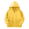 thumbnail image 1 of JTSRKL Unisex Teen Boys Girls Hoodie Sweatshirt Full Zip Up Casual Long Sleeve Solid Jacket Kids Lightweight Hooded Outwear Coat with Pockets Yellow 9-10 Years, 1 of 5