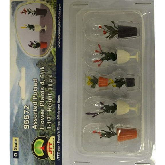 JTT Scenery Products Flowering Potted Plants Assortment 4 1-1 2" 6 JTT95572 Train Scenery Non Scale