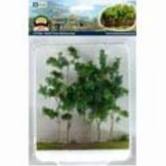 woods edge trees green 4'' to 5.5'' o-scale 5/pk