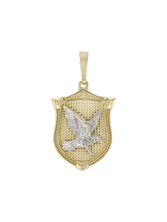10k Gold Eagle on Shield Two-Tone Pendant