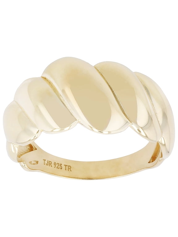 18K Yellow Gold Over Sterling Silver Band High Polish Ring