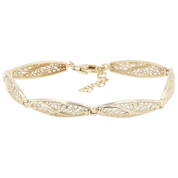 JTV 18K Yellow Gold Over Sterling Silver Filigree Bracelet