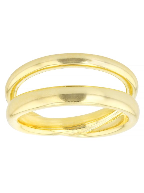18K Yellow Gold Over Sterling Silver Polished Crossover Ring