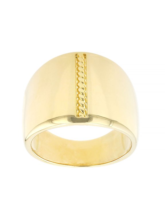 18K Yellow Gold Plated Diamond Cut Statement Ring