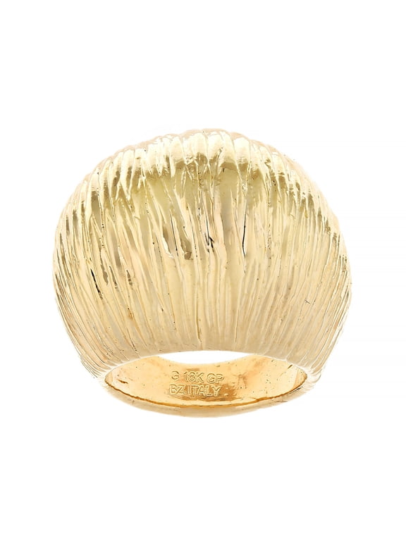 18k Yellow Gold Over Bronze Diamond Cut Dome Ring