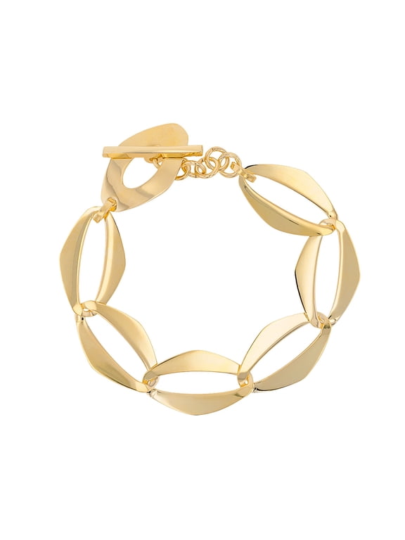 18k Yellow Gold Over Bronze Elongated Curb Bracelet