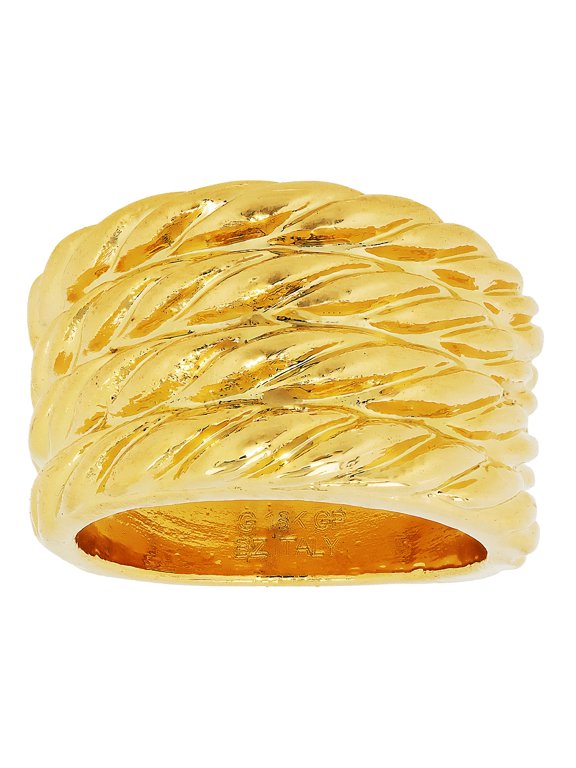 18k Yellow Gold Over Bronze Multi-Row Rope Ring
