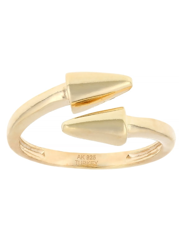 18k Yellow Gold Over Sterling Silver Arrow Bypass Ring
