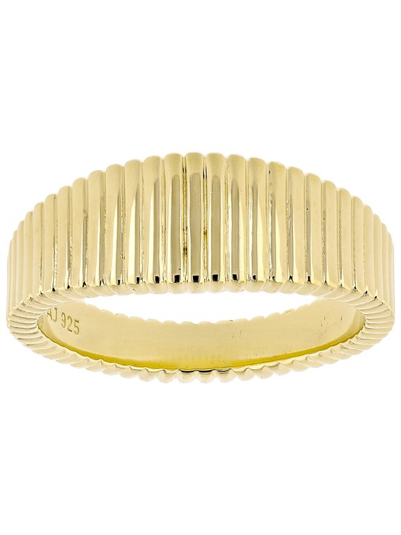 18k Yellow Gold Over Sterling Silver Textured Ring
