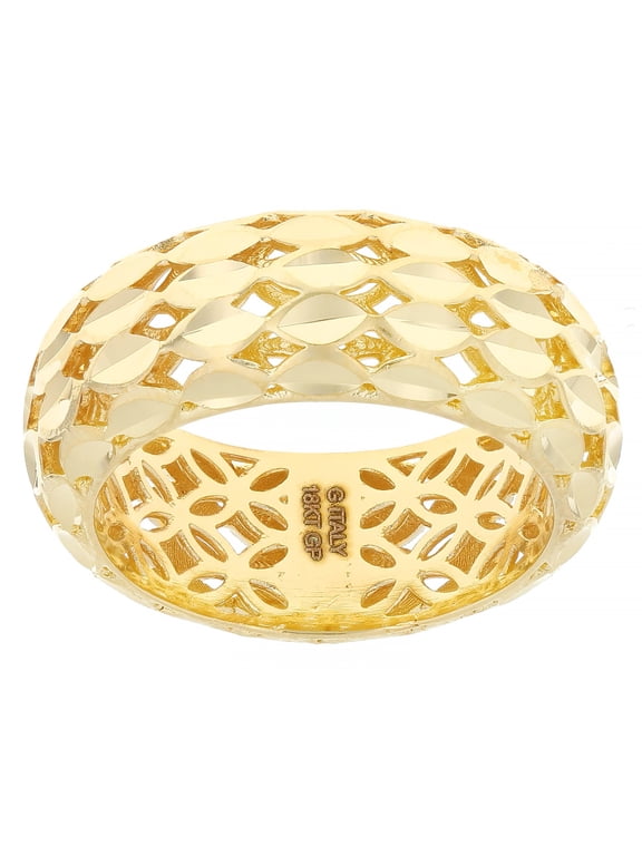 18k Yellow Over Bronze Diamond Cut Marquise Band Ring