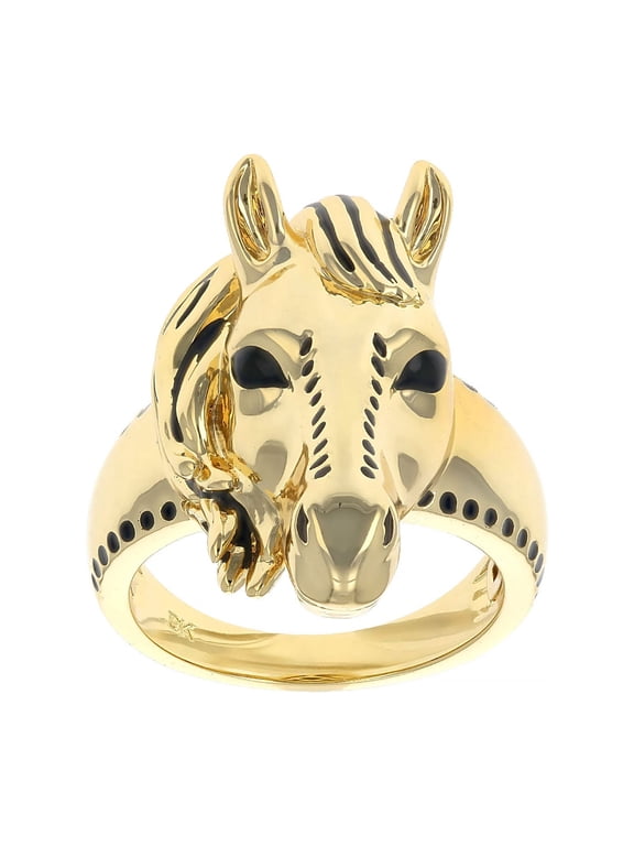24K Gold Over Brass Horse Head Motif Ring