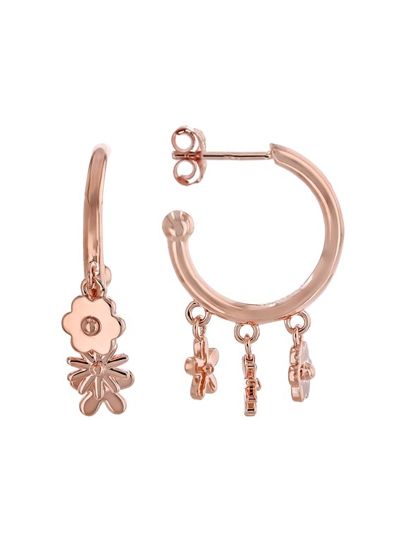 Copper Flower Charm Dangle Earrings
