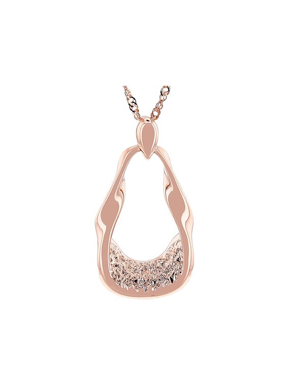 Copper Wavy Texture Pendant With Chain
