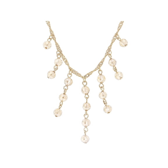 JTV Gold Tone Beaded Tassel Station Necklace