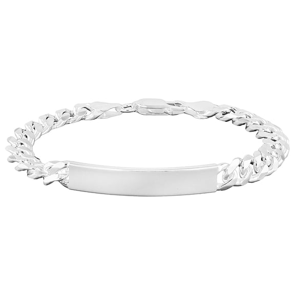 Sterling Silver Polished Engravable Curb Link 40x7.5mm Plate 8 inch ID ...