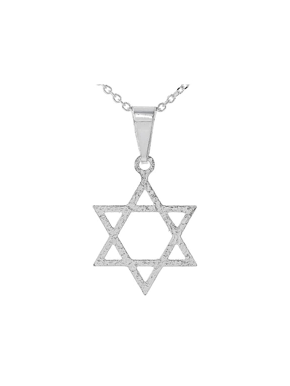 Sterling Silver Diamond Cut Star of David Pendant with Chain