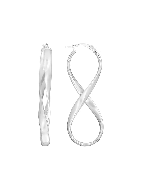 Sterling Silver Over Brass Elongated Infinity Tube Earrings