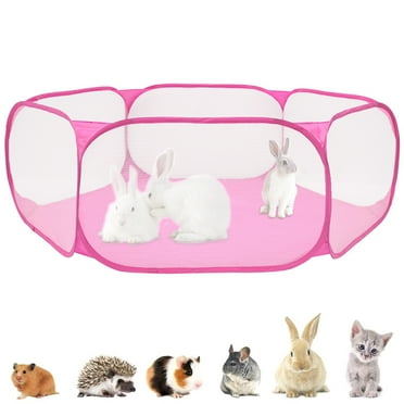 JTWEB Foldable Breathable Small Animals Tent ,Transparent Pet Exercise Fence Rabbit Play Pen Cage for Rabbits Hamster Hedgehogs Diameter 120cm