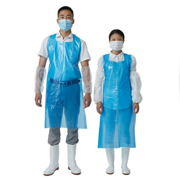 JTWEEN 100 Blue Plastic Disposable Aprons For Cooking, Painting and More - Individually Packaged - Durable 1 mil Waterproof Polyethylene - 108*76CM