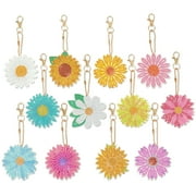 JTWEEN 12pcs Diamond Painting Keychain Set,DIY Rhinestone Daisy Keychain Pendant Double-Side Kit Crystal Rhinestones Charms Gift for Phone,Wallet,Backpack,Handbag,Key