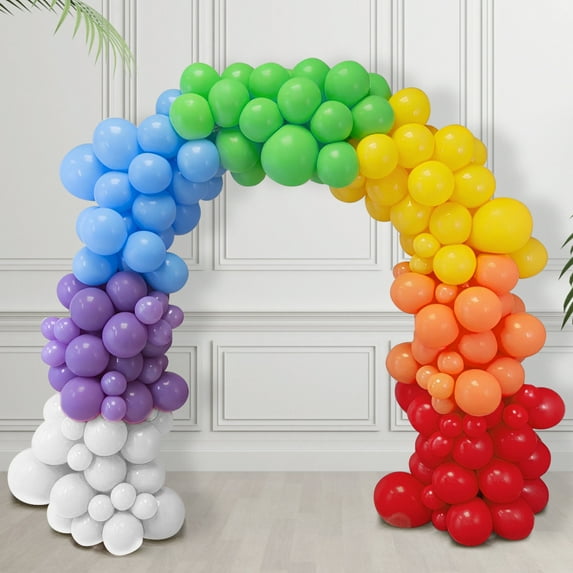 JTWEEN 163Pcs Multicolor Balloon Garland Arch Kit Reusable Colorful Balloon Set 7 Assorted Color Decoration Balloons Latex Different Size Background Combination Balloon Party Supplies