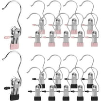 JTWEEN 20 PCS Laundry Hook Boots Hanger,Portable Hanging Hooks Home Travel Hangers Clothing Clothes Pins (Black,Pink)