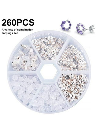 260pcs Set Pierced Earrings Jewelry Kit Ear Safety Back Pads
