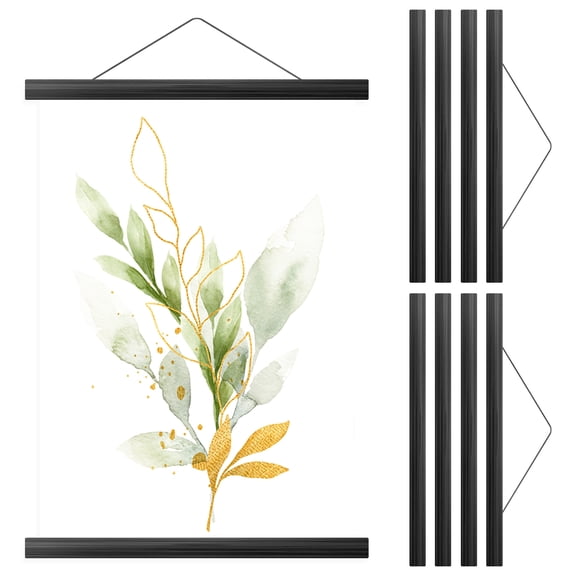 JTWEEN 2Pcs Magnetic Poster Hanger Frame Wooden Magnetic Poster Hanging Kit Strong Magnetic Picture Hanging Frame Artwork Wall Hanging for Posters Kids Paintings Maps and and Canvas Artwork