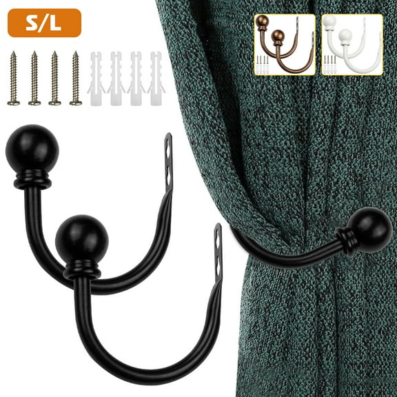 JTWEEN 2pcs U Shaped Curtain Hooks Holder,Drapery Tieback Holdbacks Wall Mounted Curtain Holdbacks Heavy Duty Window Treatment Holdbacksfor Home Accessories