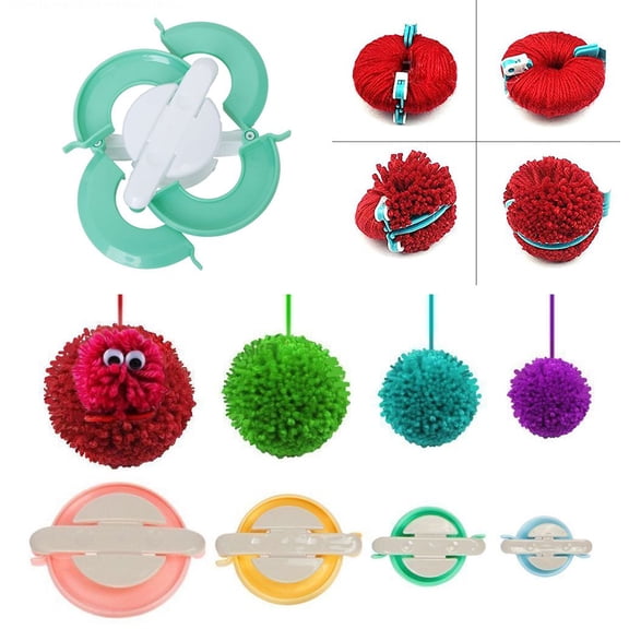 JTWEEN 4 Sizes Pom Pom Makers Set Fluff Ball Weaver Needle Knit Craft Tools Kit DIY Kit