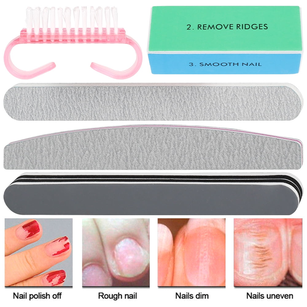 JTWEEN 5 Pcs Nail Files and Buffers,Professional Manicure Tools Kit Fingernail Scrub Nail Art