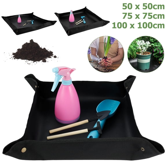 JTWEEN 5Pcs Garden Tools Set Miniature Planting Tool Mini Portable Transplanting Tool Kit with Shovel Rake Spraying Bottle Transplanting Pot Mat for Succulent Bonsai Small Plants
