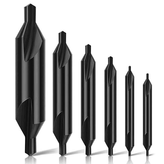 JTWEEN 6pcs Center Drill Bits Set High Speed Steel Combined Drill 60 Degree Angle Kit 1.0/1.5/2/2.5/3/5mm Countersink Lathe Bit for 170 HB - 200 HB Metal Alloy Iron