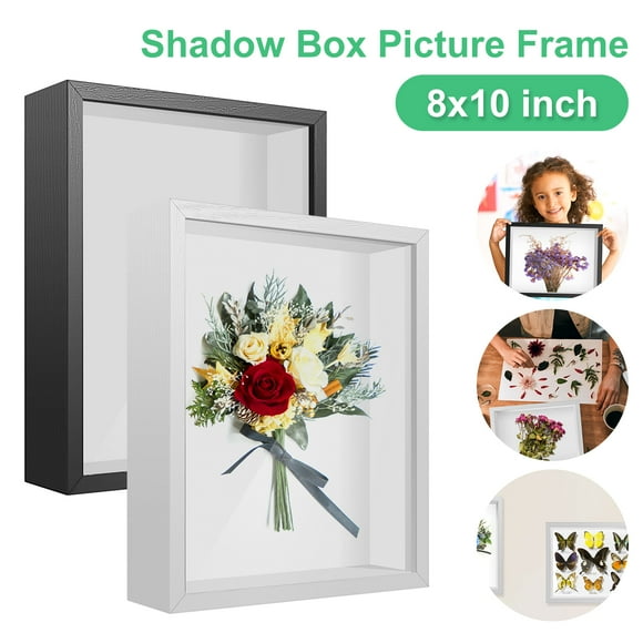 JTWEEN 8x10 inch Shadow Box Frame with Linen Back - Sturdy Rustic Memory Display Case of Flower Pictures Medals and More Tempered Glass