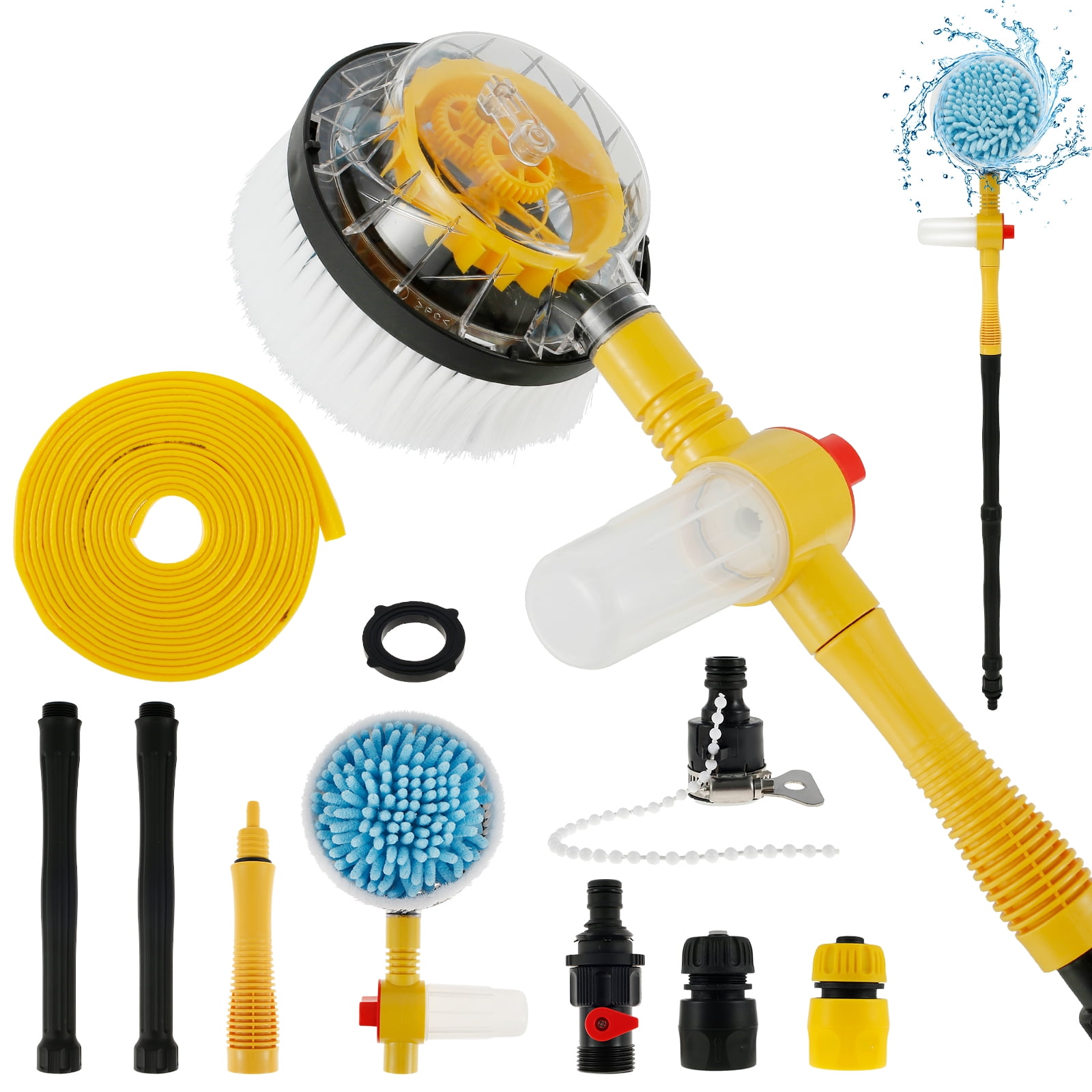 JTWEEN Car Wash Brush Mop Kit Auto Rotating Car Wash Brush With Soap