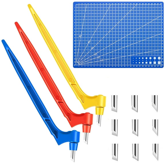 JTWEEN Craft Knife Paper Cutting Tools Kit,3Pcs 360 Rotating DIY Art Craft Cutting Tool with 15/30/45 Degree Blades for DIY Art Work Cutting